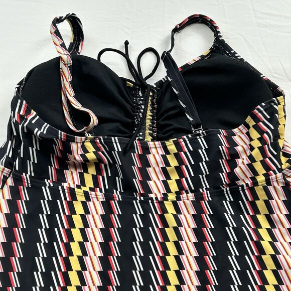 Hanna Nikole Swim Top Tankini 18 W Geometric Stripe Beach Plus Size Colorful - Picture 5 of 11